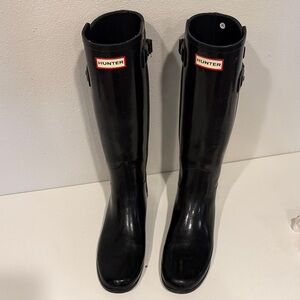 Hunter Black Gloss Tall Rain Boots